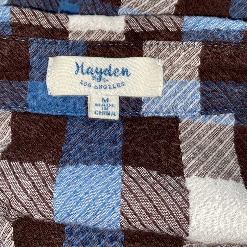 Hayden Los Angelos button down shirt lace edged long sleeves plaid Size Medium - Picture 8 of 9